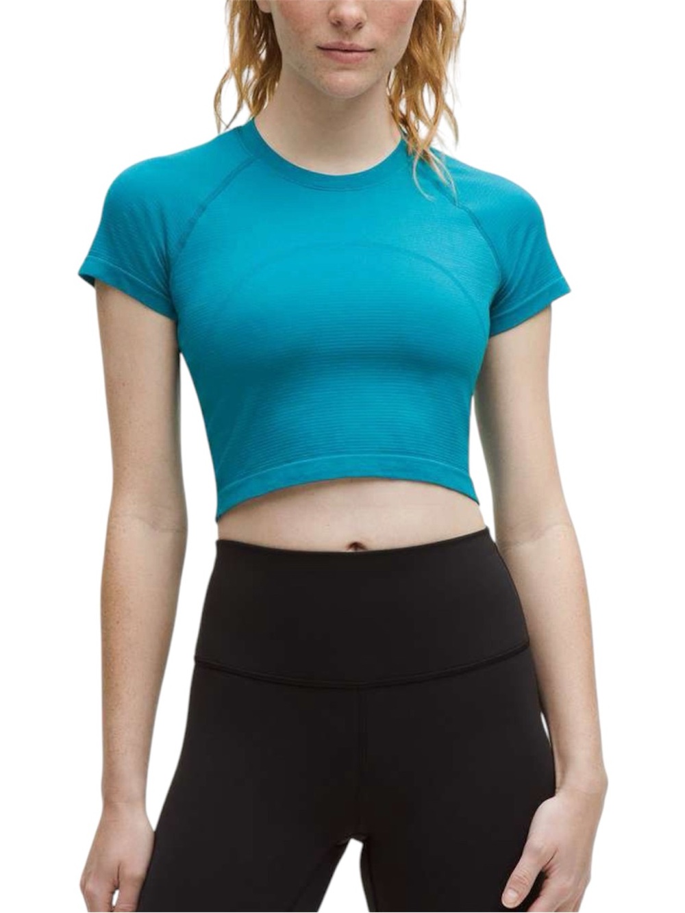 Lululemon Swiftly Tech Cropped Short-
Sleeve Shirt 2.0 Hawaiian Blue Size 12